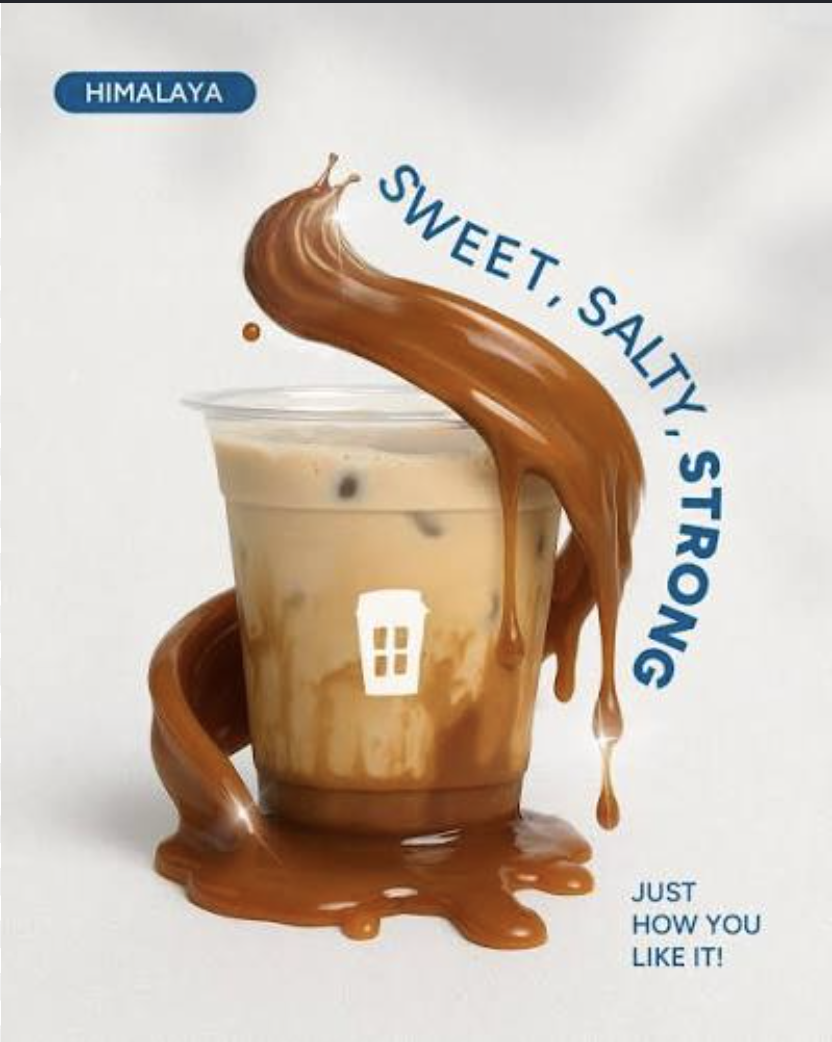 An iced Cosan latte with caramel drizzle